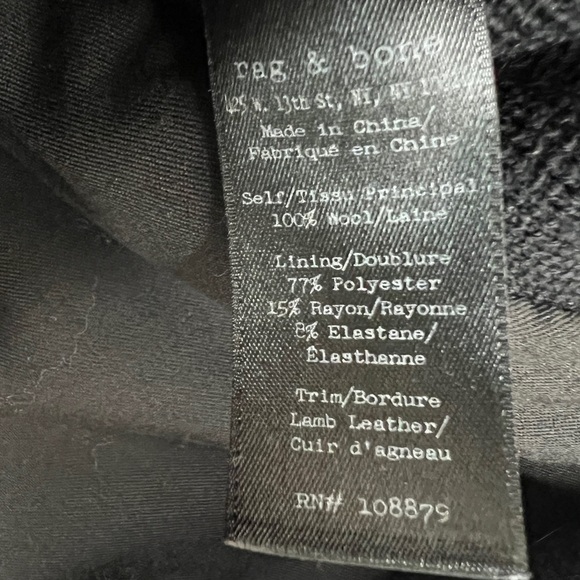 Rag & Bone Lisette Wool Leather Trim Moto Jacket - Picture 5 of 5